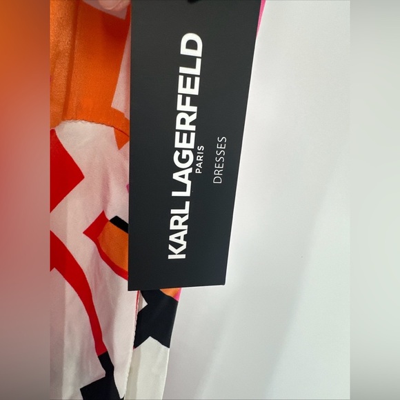 Karl Lagerfeld Women's Logo Print Belted Midi Dress Size 16 - Picture 5 of 8